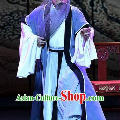 Zhao Jintang Chinese Ping Opera Elderly Male Garment Costumes and Headwear Pingju Opera Laosheng Apparels Old Man Clothing
