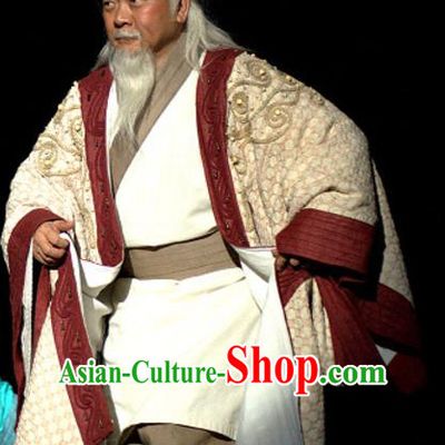 Yu Hai Kuang Chao Chinese Sichuan Opera Elderly Male Apparels Costumes and Headpieces Peking Opera Old Man Garment Landlord Clothing
