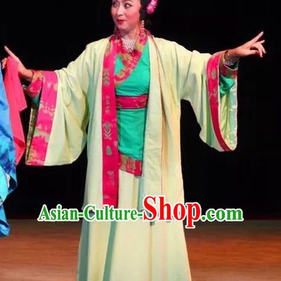 Chinese Sichuan Opera Woman Matchmaker Costumes and Hair Accessories Yu Hai Kuang Chao Traditional Peking Opera Dame Dress Female Apparels