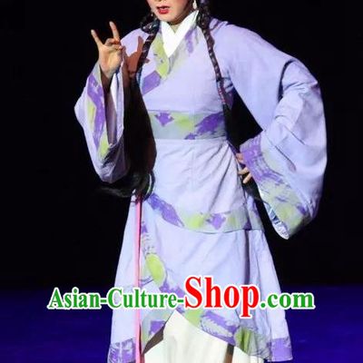 Chinese Sichuan Opera Country Lady Costumes and Hair Accessories Yu Hai Kuang Chao Traditional Peking Opera Actress Pu Lan Dress Diva Apparels