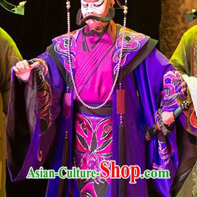 Hui Lan Ji Chinese Sichuan Opera Painted Role Apparels Costumes and Headpieces Peking Opera Elderly Male Garment Clothing
