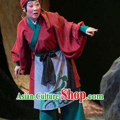 Chinese Sichuan Opera Elderly Woman Costumes and Hair Accessories Hui Lan Ji Traditional Peking Opera Dame Dress Female Servant Apparels