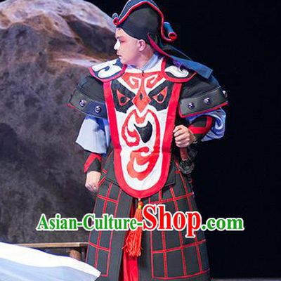 Hui Lan Ji Chinese Sichuan Opera Soldier Apparels Costumes and Headpieces Peking Opera Wusheng Garment Martial Male Clothing