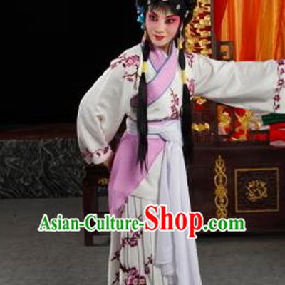 Chinese Sichuan Opera Servant Girl Yan Yan Costumes and Hair Accessories Traditional Peking Opera Xiaodan Dress Young Lady Apparels