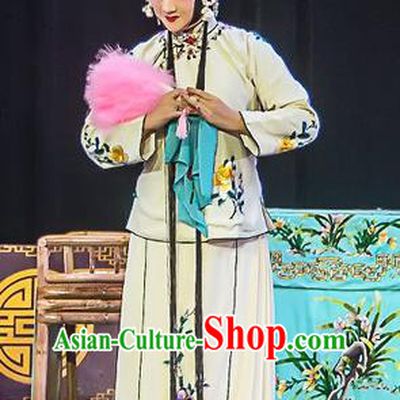 Chinese Sichuan Opera Diva The Legend of White Snake Bai Suzhen Garment Costumes and Hair Accessories Traditional Peking Opera Young Female Dress Actress Apparels