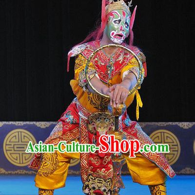 The Legend of White Snake Chinese Sichuan Opera Martial Male Apparels Costumes and Headpieces Peking Opera Wusheng Garment Soldier Red Clothing