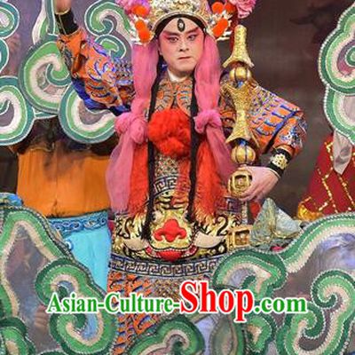 The Legend of White Snake Chinese Sichuan Opera Martial Male Apparels Costumes and Headpieces Peking Opera General Garment Armor Clothing