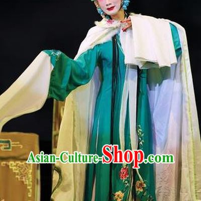 Chinese Sichuan Opera Hua Tan Li Huiniang Red Plum Garment Costumes and Hair Accessories Traditional Peking Opera Young Female Green Dress Apparels