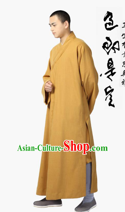 Chinese Traditional Frock Costume Buddhism Clothing Garment Ginger Monk Robe for Men Chinese Traditional Frock Costume Buddhism Clothing Garment Ginger Monk Robe for Men