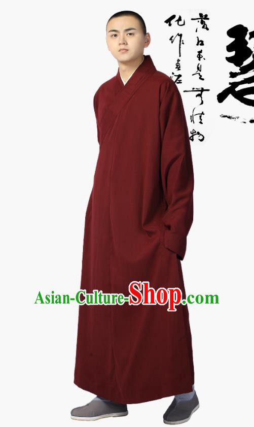 Chinese Traditional Frock Costume Buddhism Clothing Garment Wine Red Monk Robe for Men Chinese Traditional Frock Costume Buddhism Clothing Garment Wine Red Monk Robe for Men