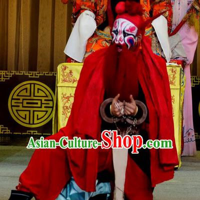 Jin Dian Shen La Chinese Sichuan Opera Martial Man Apparels Costumes and Headpieces Peking Opera Wusheng Garment Prisoner Clothing