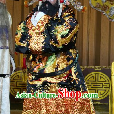 Jin Dian Shen La Chinese Sichuan Opera Clown Apparels Costumes and Headpieces Peking Opera Chou Role Garment Official Clothing