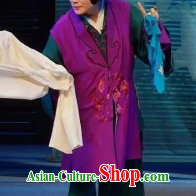 Chinese Sichuan Opera Elderly Female Garment Costumes and Hair Accessories Li Yaxian Traditional Peking Opera Dame Dress Apparels