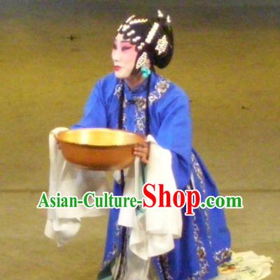 Chinese Sichuan Opera Tsing Yi Garment Costumes and Hair Accessories Ma Qian Po Shui Traditional Peking Opera Actress Cui Qiaofeng Dress Distress Woman Apparels