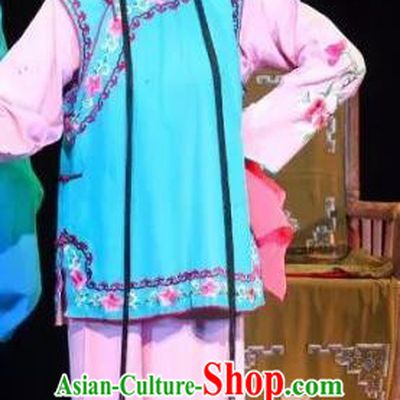 Chinese Sichuan Opera Young Lady Garment Costumes and Hair Accessories Ma Qian Po Shui Traditional Peking Opera Village Girl Dress Apparels