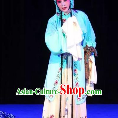 Chinese Sichuan Opera Young Female Cui Qiaofeng Garment Costumes and Hair Accessories Ma Qian Po Shui Traditional Peking Opera Actress Dress Diva Apparels