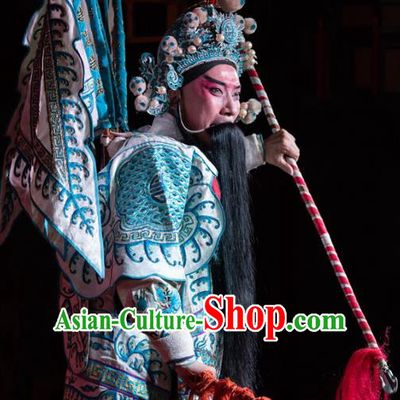 Yu Chan Temple Chinese Sichuan Opera General Wu Yuan Kao Apparels Costumes and Headpieces Peking Opera Martial Male Armor Garment Clothing with Flags