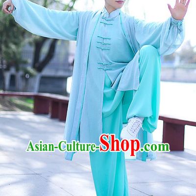 Chinese Traditional Tai Chi Competition Costume Professional Tai Ji Training Outfits Clothing Top Grade Martial Arts Light Green Uniform for Women