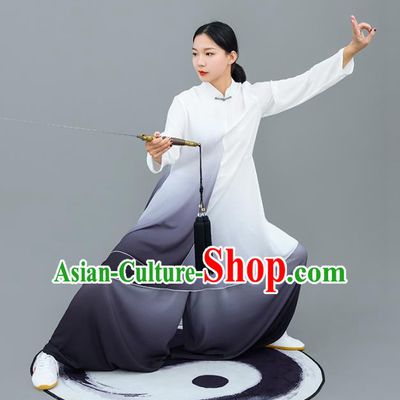 Chinese Traditional Tai Chi Competition Gradient Costume Professional Tai Ji Training Outfits Top Grade Martial Arts Performance Uniform for Women