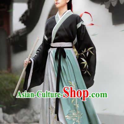 Chinese Ancient Childe Hanfu Clothing Traditional Jin Dynasty Swordsman Historical Costumes Complete Set for Men