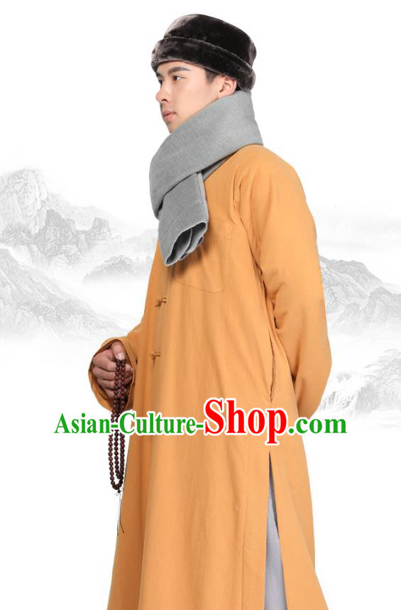 Chinese Traditional Monk Yellow Gown Costume Meditation Garment Lay Buddhist Clothing for Men Chinese Traditional Monk Yellow Gown Costume Meditation Garment Lay Buddhist Clothing for Men