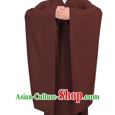 Chinese Traditional Monk Brown Robe Costume Lay Buddhist Clothing Meditation Garment for Men