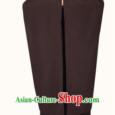 Chinese Traditional Women Lay Buddhist Costume Top Grade Meditation Uniforms Tang Suit Buddhist Cassock Brown Robe