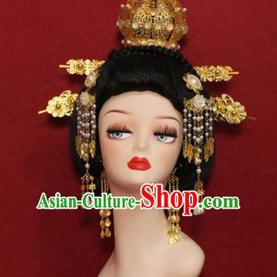 Traditional Chinese Ancient Princess Hair Accessories Phoenix Coronet Handmade Hair Jewelry Gems Hair Fascinators Hairpins for Women