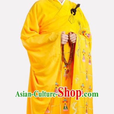 Chinese Traditional Monk Thousand Buddhas Kasaya Costume Meditation Vestment Garment Buddhist Golden Cassock for Men