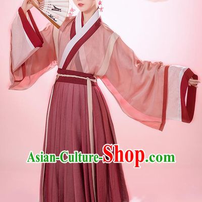 Chinese Ancient Young Female Hanfu Dress Traditional Garment Jin Dynasty Palace Princess Historical Costumes Complete Set