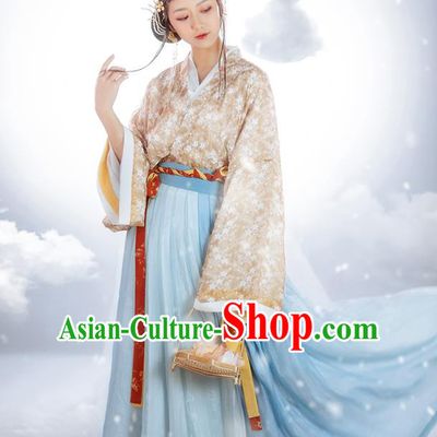Chinese Ancient Flower Fairy Hanfu Dress Traditional Garment Jin Dynasty Court Lady Historical Costumes Complete Set for Women