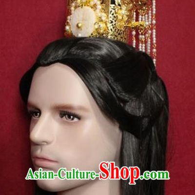 Traditional Chinese Ancient Prince Jade Hairdo Crown and Hairpin Handmade Ming Dynasty Noble Childe Pearls Tassel Hair Accessories for Men