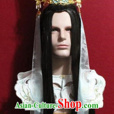 Traditional Chinese Handmade Ming Dynasty Prince Light Blue Hair Crown Ancient Noble Childe Hair Accessories for Men