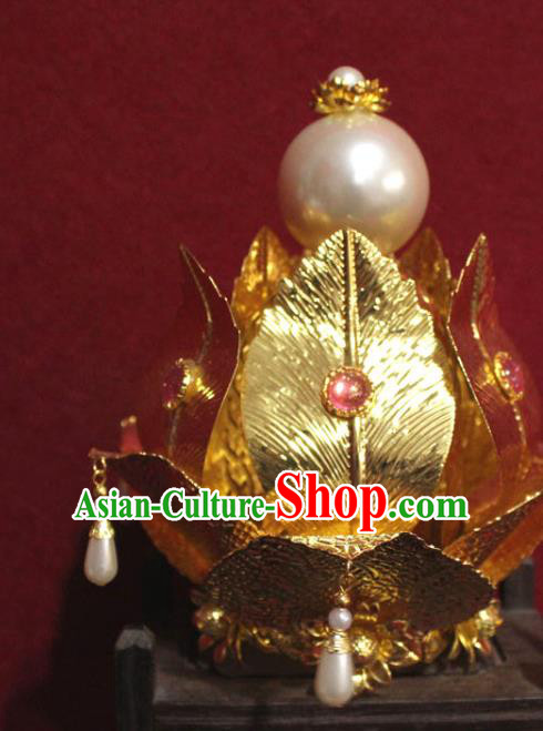 Traditional Chinese Handmade Buddhist Statues Golden Leaf Phoenix Hair Crown Pearls Hair Accessories Traditional Chinese Handmade Buddhist Statues Golden Leaf Phoenix Hair Crown Pearls Hair Accessories