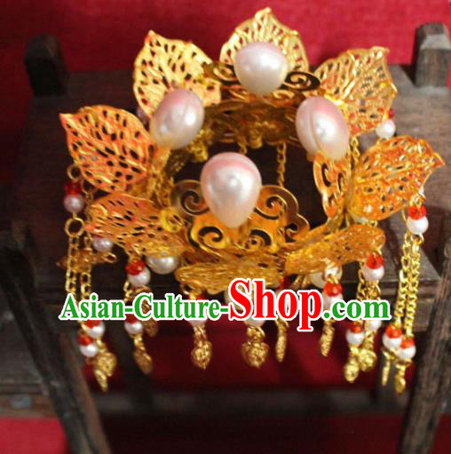 Traditional Chinese Handmade Buddhist Statues Phoenix Hair Crown Golden Tassel Hair Accessories Traditional Chinese Handmade Buddhist Statues Phoenix Hair Crown Golden Tassel Hair Accessories