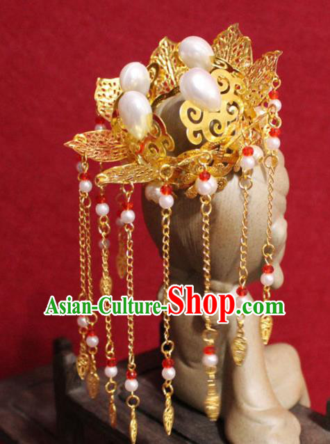 Traditional Chinese Handmade Buddhist Statues Phoenix Hair Crown Golden Tassel Hair Accessories Traditional Chinese Handmade Buddhist Statues Phoenix Hair Crown Golden Tassel Hair Accessories
