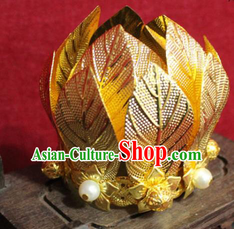 Traditional Chinese Handmade Buddhist Statues Hair Crown Golden Leaf Hair Accessories Headwear Traditional Chinese Handmade Buddhist Statues Hair Crown Golden Leaf Hair Accessories Headwear