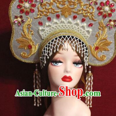 Traditional Chinese Ancient Queen Beads Tassel Argent Phoenix Coronet Handmade Hair Jewelry Hair Accessories Complete Set