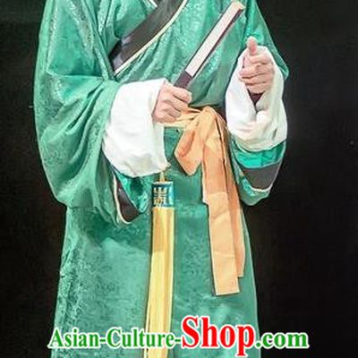 Bao En Ji Chinese Sichuan Opera Clown Apparels Costumes and Headpieces Peking Opera Chou Role Garment Steward Servant Clothing