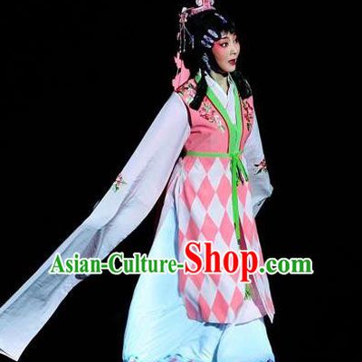 Chinese Sichuan Opera Young Lady Garment Costumes and Hair Accessories The Jade Hairpin Traditional Peking Opera Hua Tan Dress Diva Chen Jiaolian Apparels