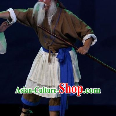 The Jade Hairpin Chinese Sichuan Opera Old Man Apparels Costumes and Headpieces Peking Opera Boatman Garment Clothing