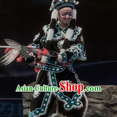 Shuang Ba Lang Chinese Sichuan Opera Soldier Apparels Costumes and Headpieces Peking Opera Wusheng Garment Martial Male Clothing