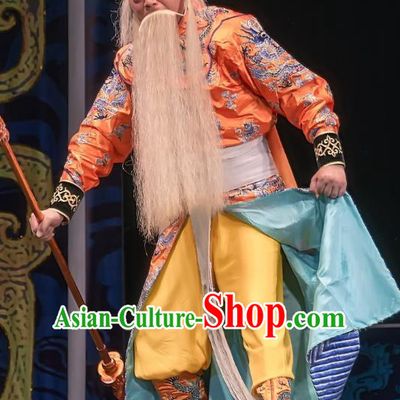 Shuang Ba Lang Chinese Sichuan Opera Elderly Man Apparels Costumes and Headpieces Peking Opera Laosheng Garment General Yang Jiye Clothing