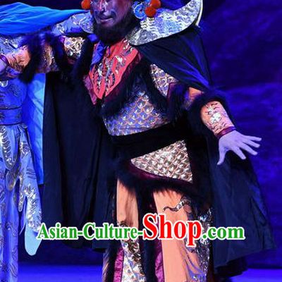 Ma Zu Chinese Peking Opera Monster Armor Garment Costumes and Headwear Beijing Opera Martial Male Apparels Clothing