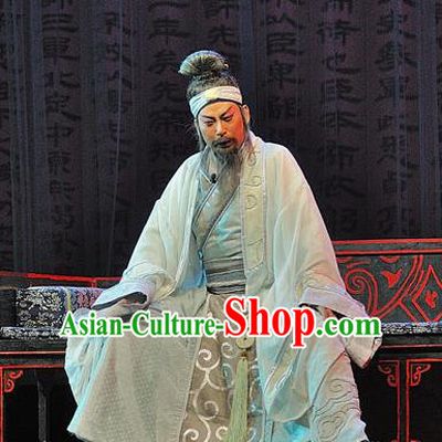 Xi Zhao Qi Shan Chinese Sichuan Opera Laosheng Apparels Costumes and Headpieces Peking Opera Elderly Male Garment Strategist Zhuge Liang Clothing