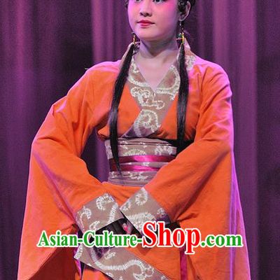 Chinese Sichuan Opera Maidservant Garment Costumes and Hair Accessories Xi Zhao Qi Shan Traditional Peking Opera Xiaodan Dress Apparels