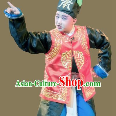Shuang Tian Guan Chinese Sichuan Opera Figurant Apparels Costumes and Headpieces Peking Opera Martial Male Garment Swordsman Clothing