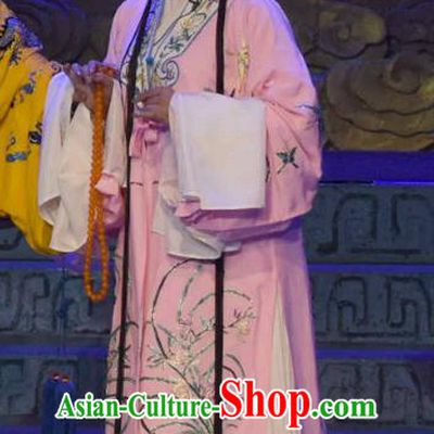Chinese Sichuan Opera Actress Garment Costumes and Hair Accessories Qing Yun Palace Traditional Peking Opera Imperial Consort Pink Dress Hua Tan Apparels