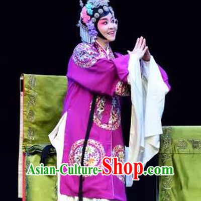 Chinese Sichuan Opera Young Woman Garment Costumes and Hair Accessories Yu He Qiao Traditional Peking Opera Consort Dress Apparels