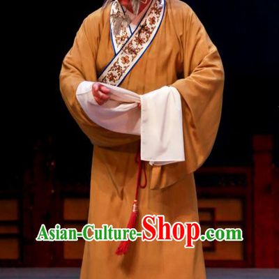 Shao Gu Ji Chinese Ping Opera Laosheng Garment Costumes and Headwear Pingju Opera Old Servant Apparels Clothing